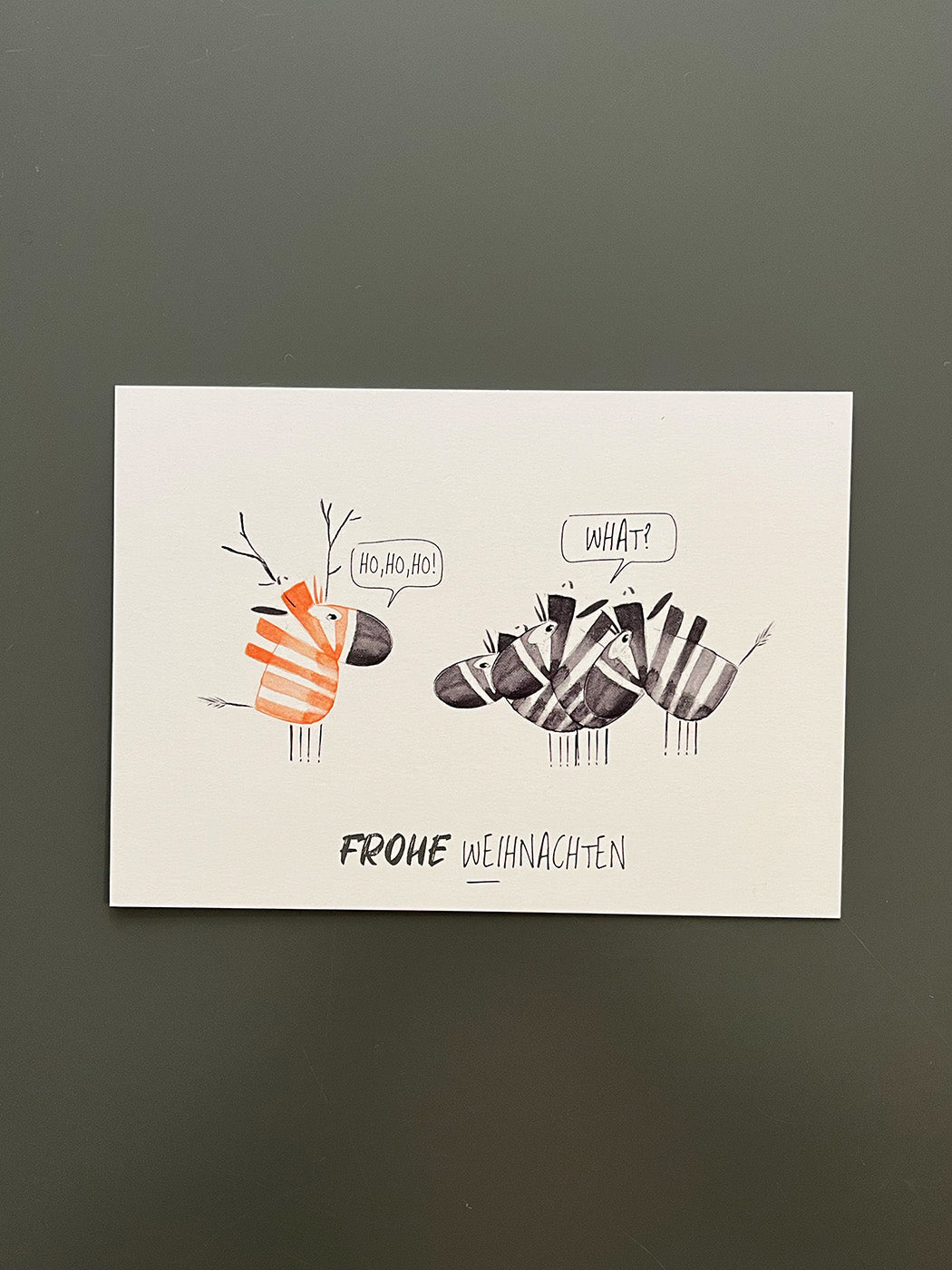 Weihnachts-Postkarte "ho-ho-what"